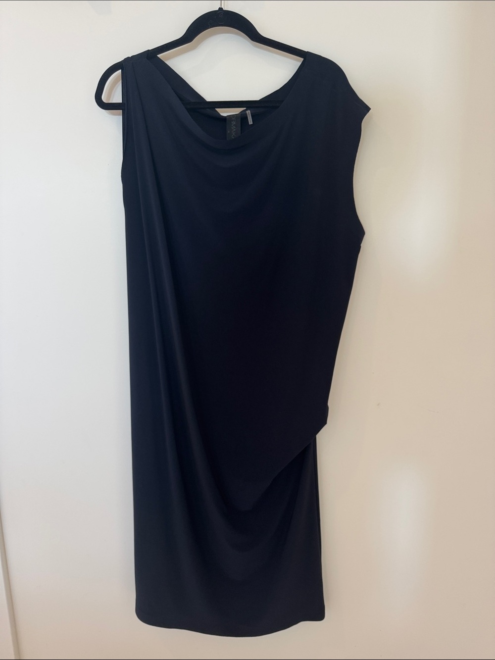 Norma Kamali Off Shoulder Draped Navy Dress XL